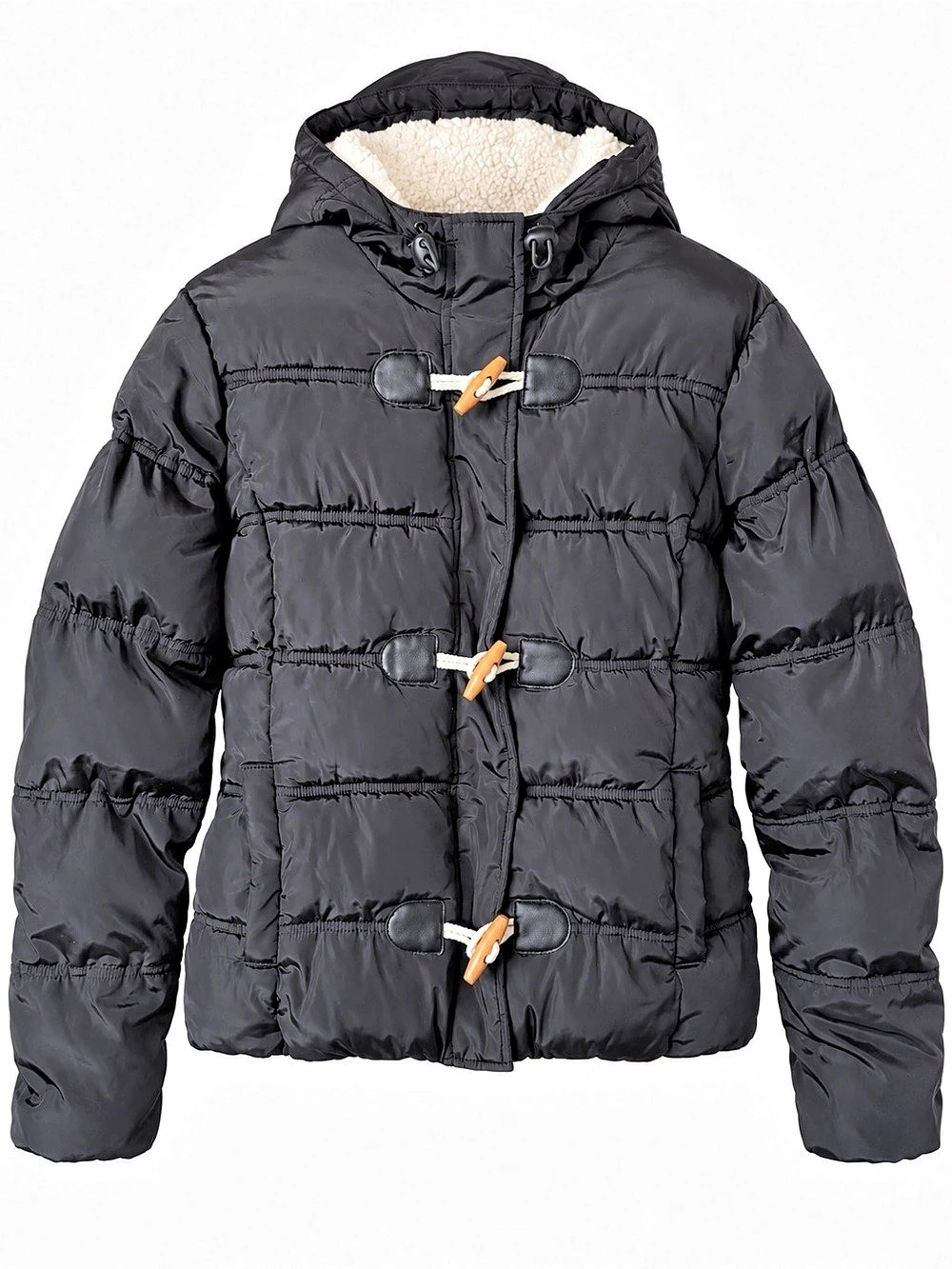 Terranova Cold Country Black Sherpa Lined Toggle Puffer Jacket Kids XL